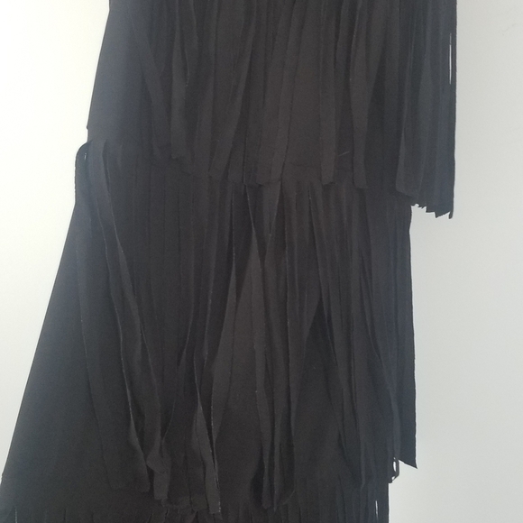 Black Mini Fringe Dress. Go-Go Girl Dance Style. Pit to Hemline 24". Size S. - Picture 3 of 8